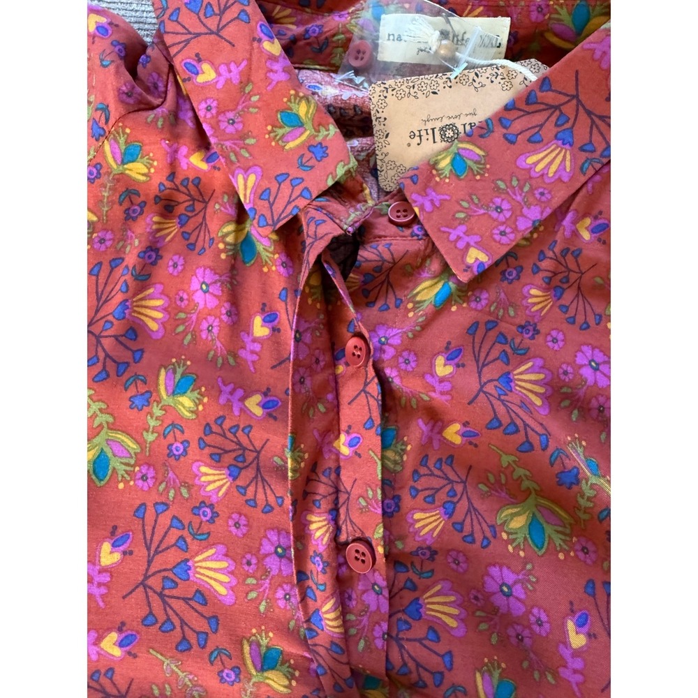 Natural Life Womens Rust Red Floral Tiered Maxi Dress Long Sleeve Boho Size XXL - Picture 5 of 12